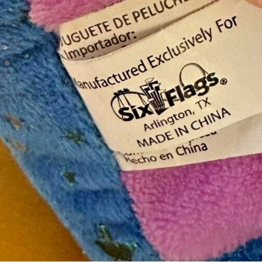 Six Flags Dragon Plush Winged Blue purple Sparkly Stars 12 inch Prize